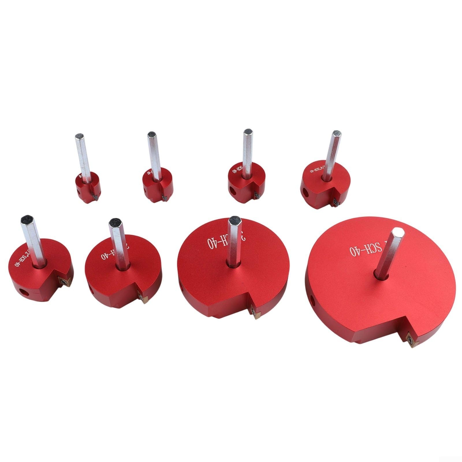 Kit de escariador de tubería de PVC, 8 piezas, aleación de aluminio de 1/2-4 pulgadas para accesorios SCH, brocas de vástago hexagonal para quitar tubos de PVC CPVC ABS rotos de juntas soldadas o
