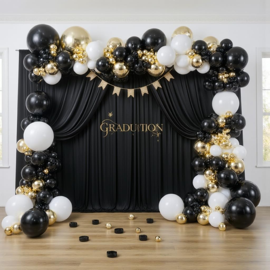 HBBMAGIC 6m x 3m Tenda di sfondo nero per la festa di nozze, tende di sfondi per pareti fotografiche senza rughe per il battesimo di compleanno Baby Shower