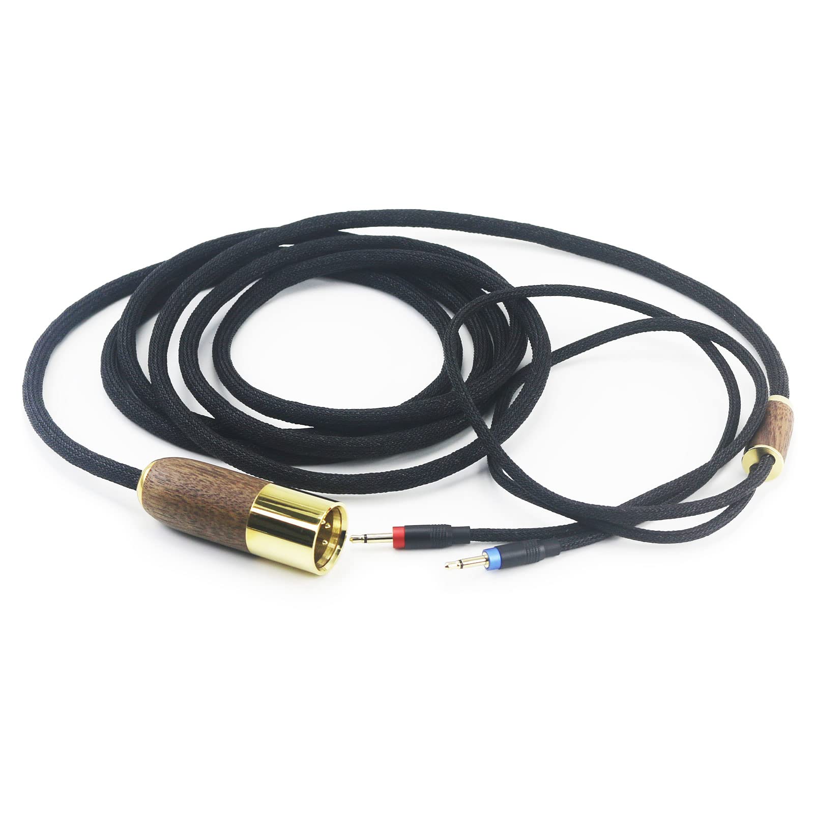 Cavo bilanciato XLR a 4 pin 6N OCC rame placcato argento cavo guscio in legno noce compatibile con Monolith M1060, M1060C, M565, M565, per cuffie AudioQuest NightHawk (versione 2 x 2,5 mm)