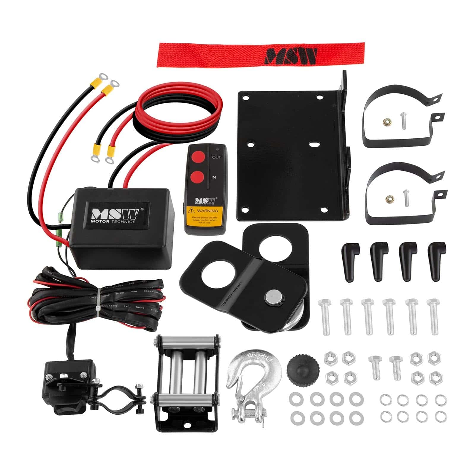 MSW Cabrestante Todoterreno PROPULLATOR 3500-B (Fuerza de tracción: 1.590 kg / 3.500 lbs, Motor de imanes permanentes, 12 m Cable, Dimensiones del tambor: Ø 32 mm, incl. polea de reenvío)