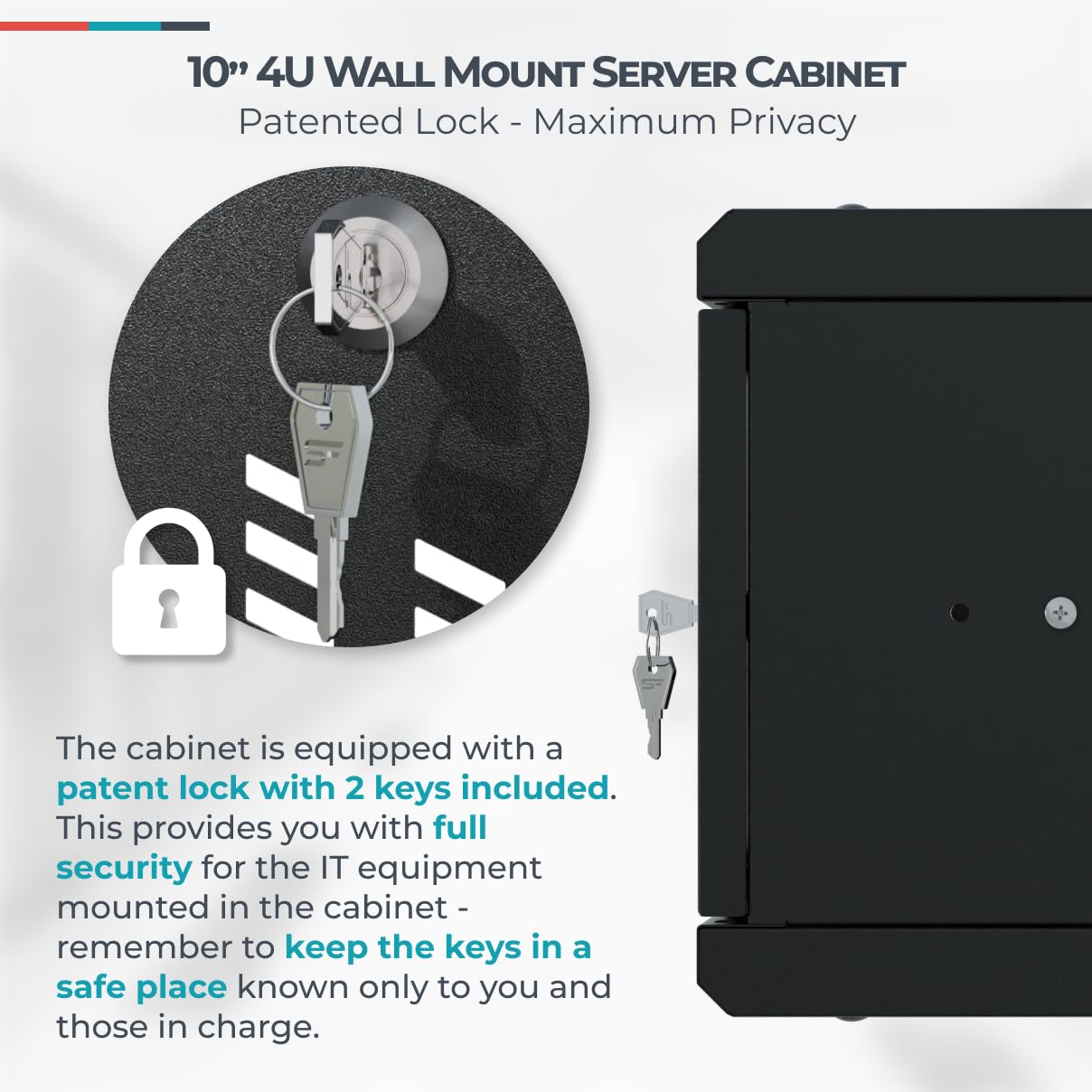 Armoire Réseau 10 Pouces - Baie Informatique 4U - Baie de Brassage pour Montage Mural - Capacité de Charge 15 kg - Armoire Informatique vers la Salle des Serveurs, Le Bureau - Noir