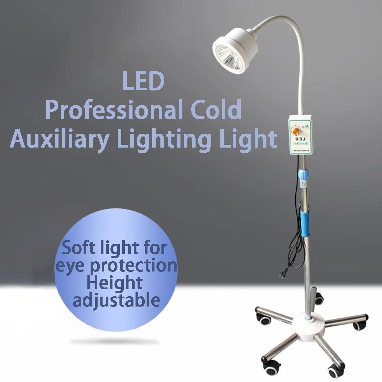 Lampa Do Badań Chirurgicznych LED 20W, Stojąca Lampa Medyczna Do Zabiegów Chirurgicznych, Przenośna Mobilna Lampa Do Badań Ginekologicznych, Lampa Bezcieniowa z Regulacją Jasności
