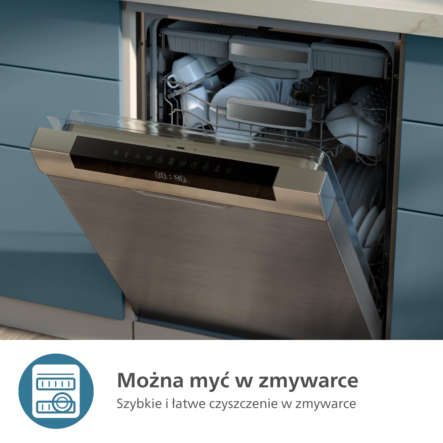 Philips 3-częściowy separator do gotowania do Frytkownicy Beztłuszczowej XXL HD9875/90, akcesoria do Airfryera, przygotujesz do trzech potraw na raz, aplik. HomeID, można myć w zmywarce (HD9916/00)