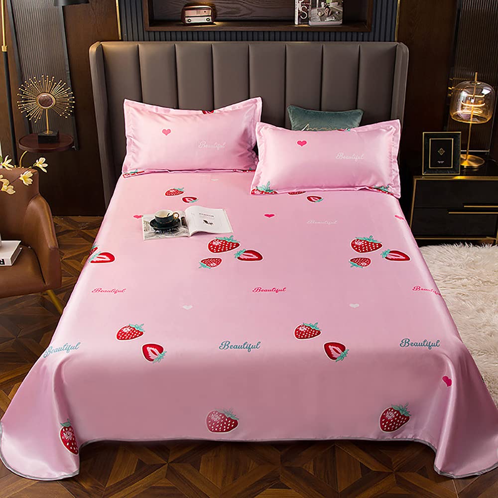 Draps en fil de glace rose lavables à l'eau pour grand lit 3 pièces