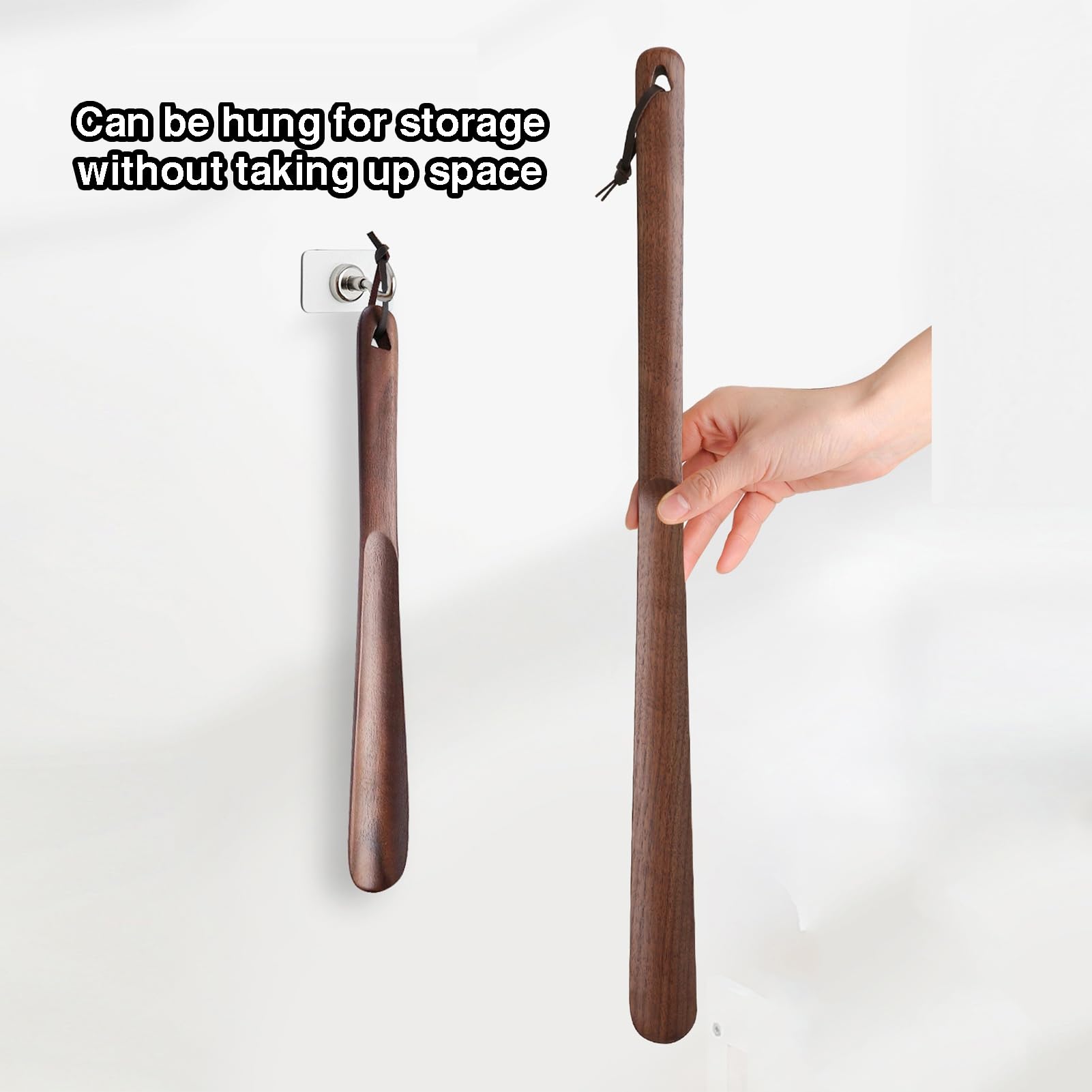 Genérico Calzadores De Madera Con Mango Largo, Herramienta For Calzar Zapatos Fácilmente Con Orificio For Colgar, Cómodos Alzazapatos Sin Necesidad De Agacharse, For Viajes