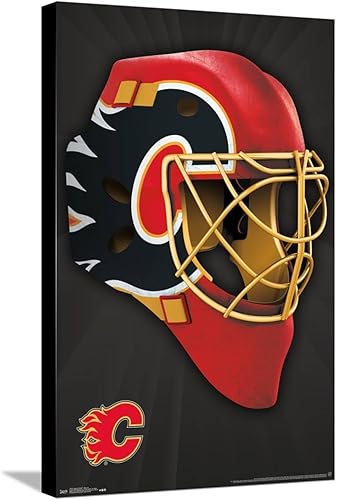Trends International NHL Calgary Flames - Mask 16 Wall Poster, 14.72" x 22.37", Stretched Canvas