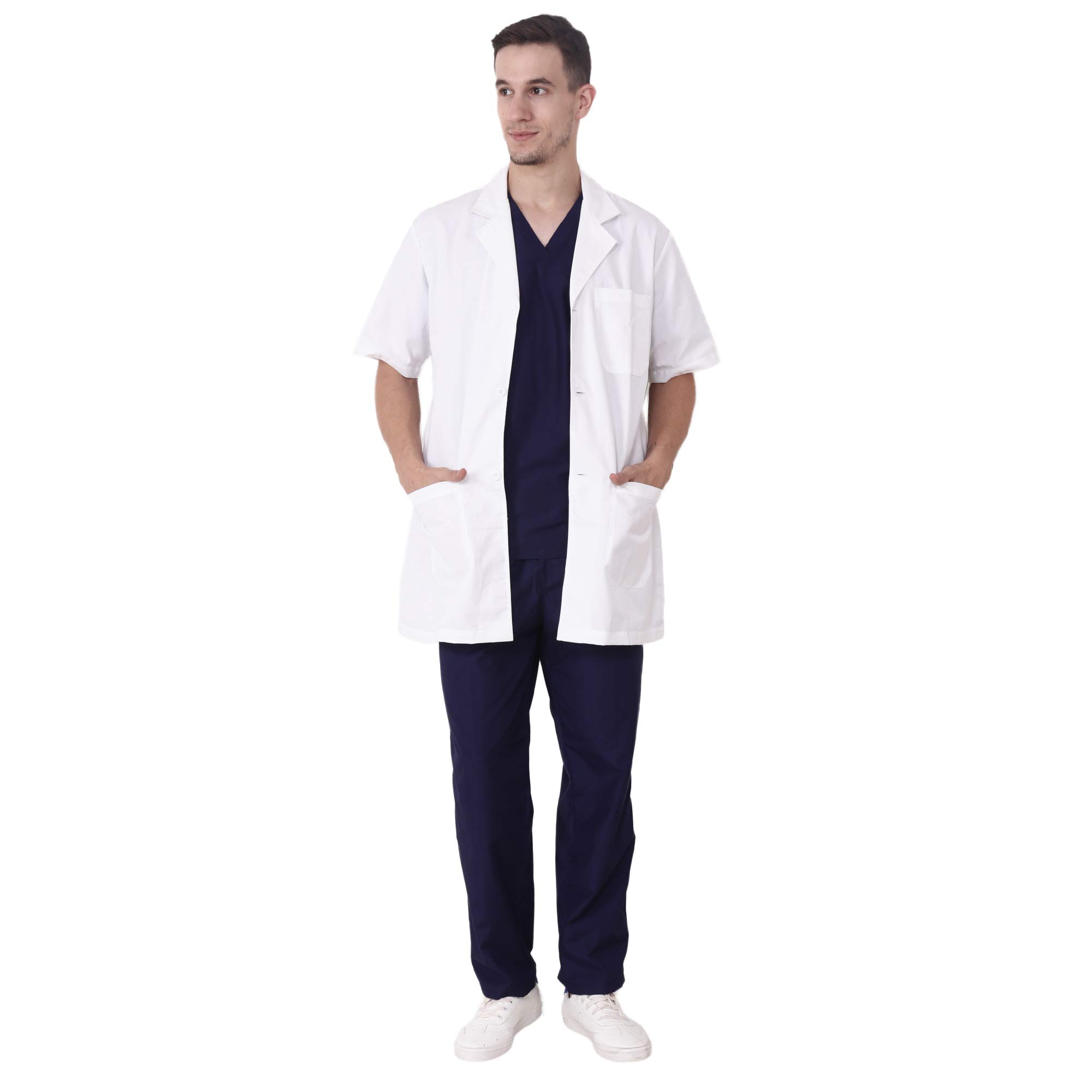 RANK Men Executive Premium Cotton Polyester Blend Lab Coat, Lab Coat, Doctors Coat, Full Sleeve Cotton Lab Coat, Lab Uniform, Lab Jacket, Medical Lab Coat (X-Large) White