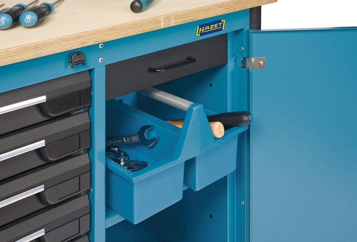 HAZET Werkzeugkasten 190L-1 I offen und handlich, inkl. Längenmaß-Skala (cm/inch) auf der Oberseite, stapelbar, stabiler Aluminium-Tragegriff I mobiler kunststoff-Tragekasten Made in Germany | 190L-1, Werkzeugkoffer