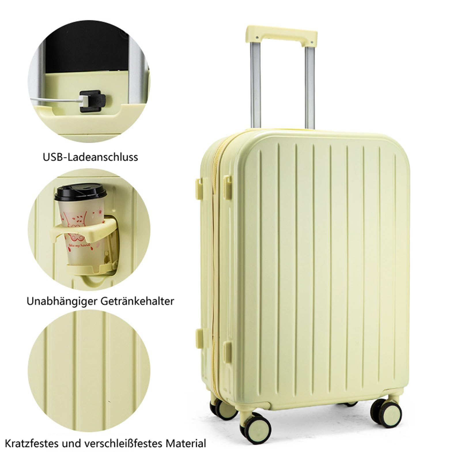 Maleta ultraligera para avión, equipaje de mano, maleta con ruedas, maleta de viaje para equipaje de mano, maleta de viaje, grande, amarillo, 28 pulgadas
