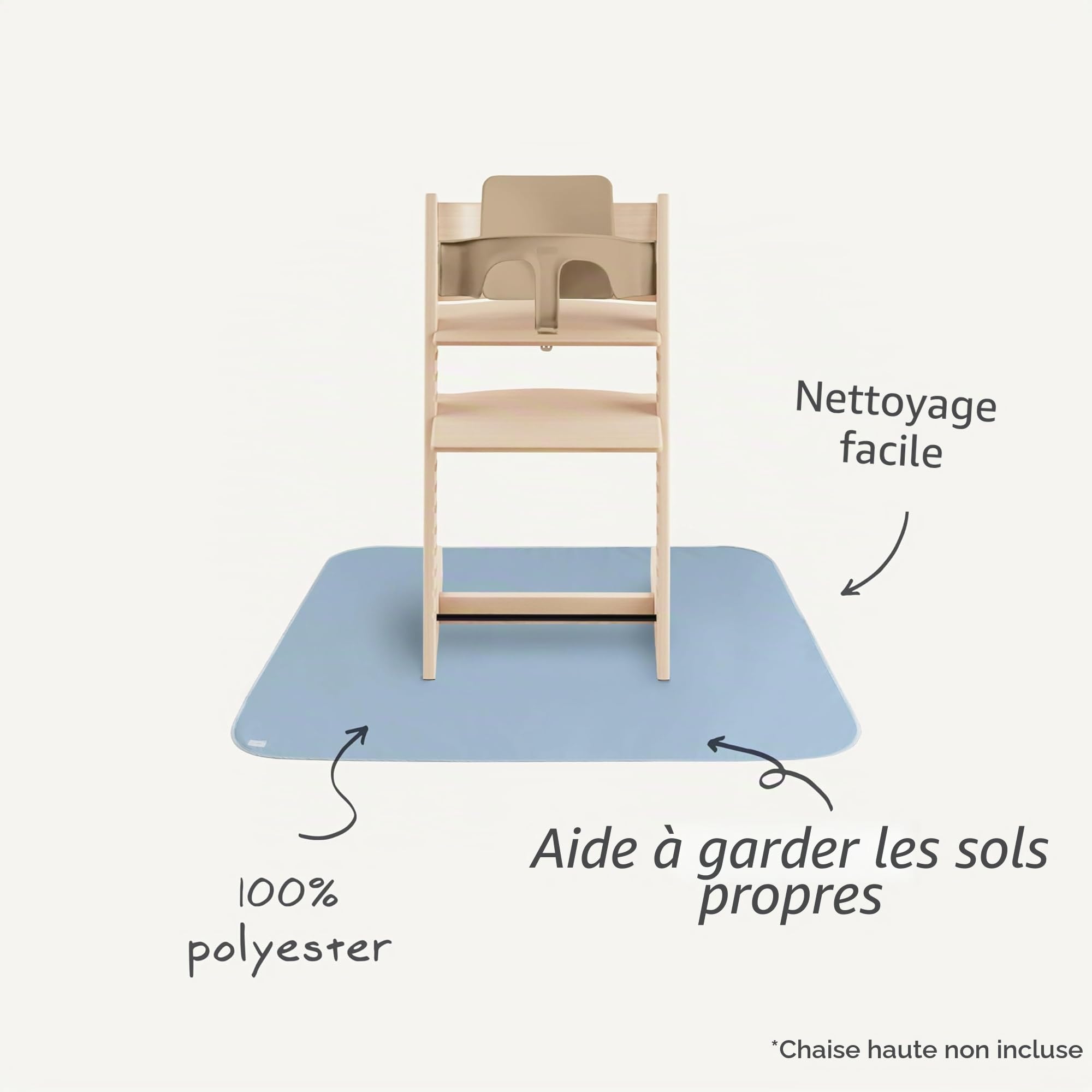Tapis Anti-éclaboussures Mushie 108x108 cm | Imperméable, léger, Durable, sans BPA | Parfait pour Chaise Haute, Attrape-miettes, et Diversification Alimentaire bébé (Rainbows)