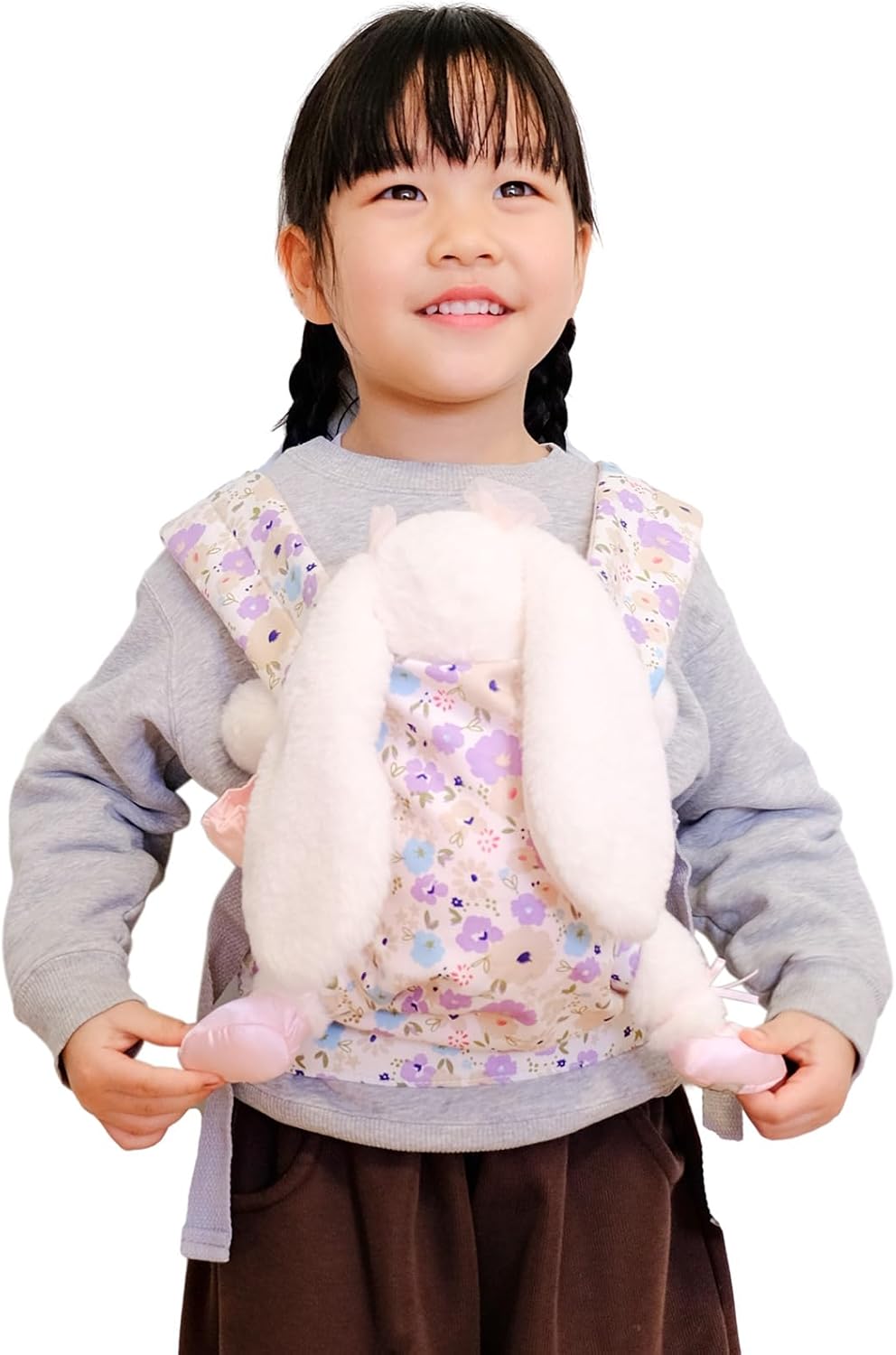 Baby Doll Carrier, Adjustable Doll Carrier for Little Girls, Front & Back Wear, Made with Soft Fabric, Fits Dolls & Stuffed Animals up to 20 Inches, Wildflower, WoodlandAnimal
