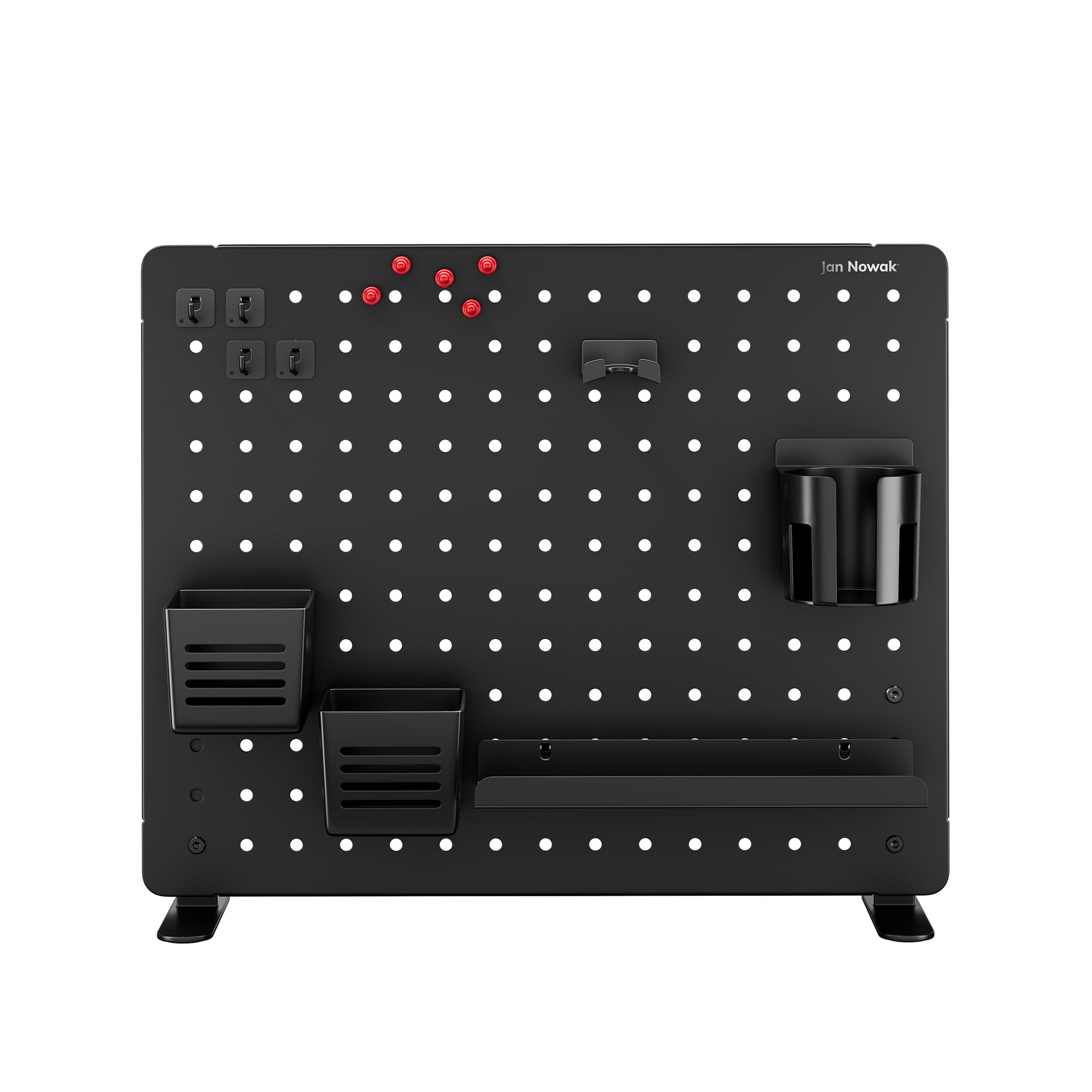 Jan Nowak pannello forato da scrivania in metallo 51,5 x 42 x 1,3 cm pegboard organizer ufficio con mensola portapenne ganci magneti sistema modulare