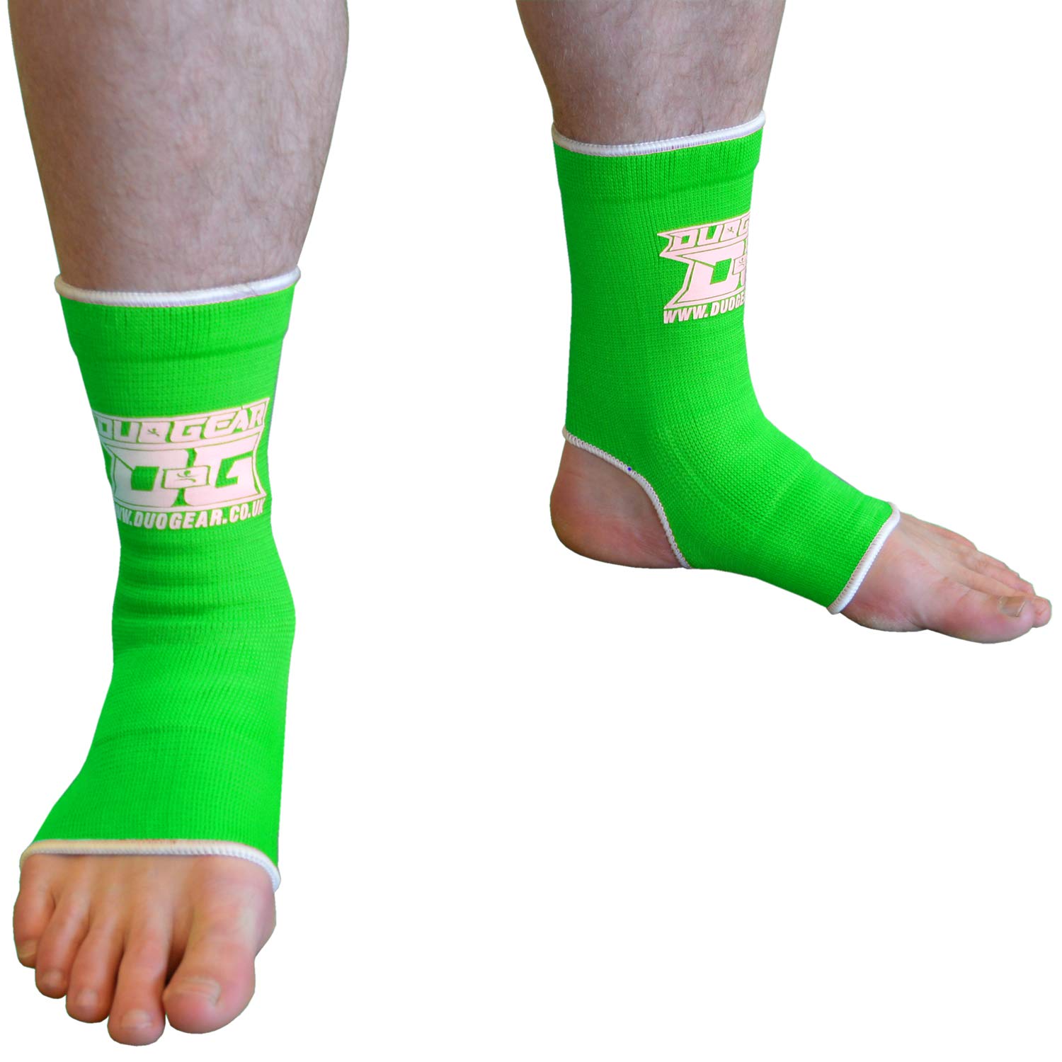 DUO GEAR MUAY THAI ANKLE SUPPORTS KICKBOXING MMA MARTIAL ARTS FOOT BRACE (Kids - Adults) (XS - L) (Green, Large)