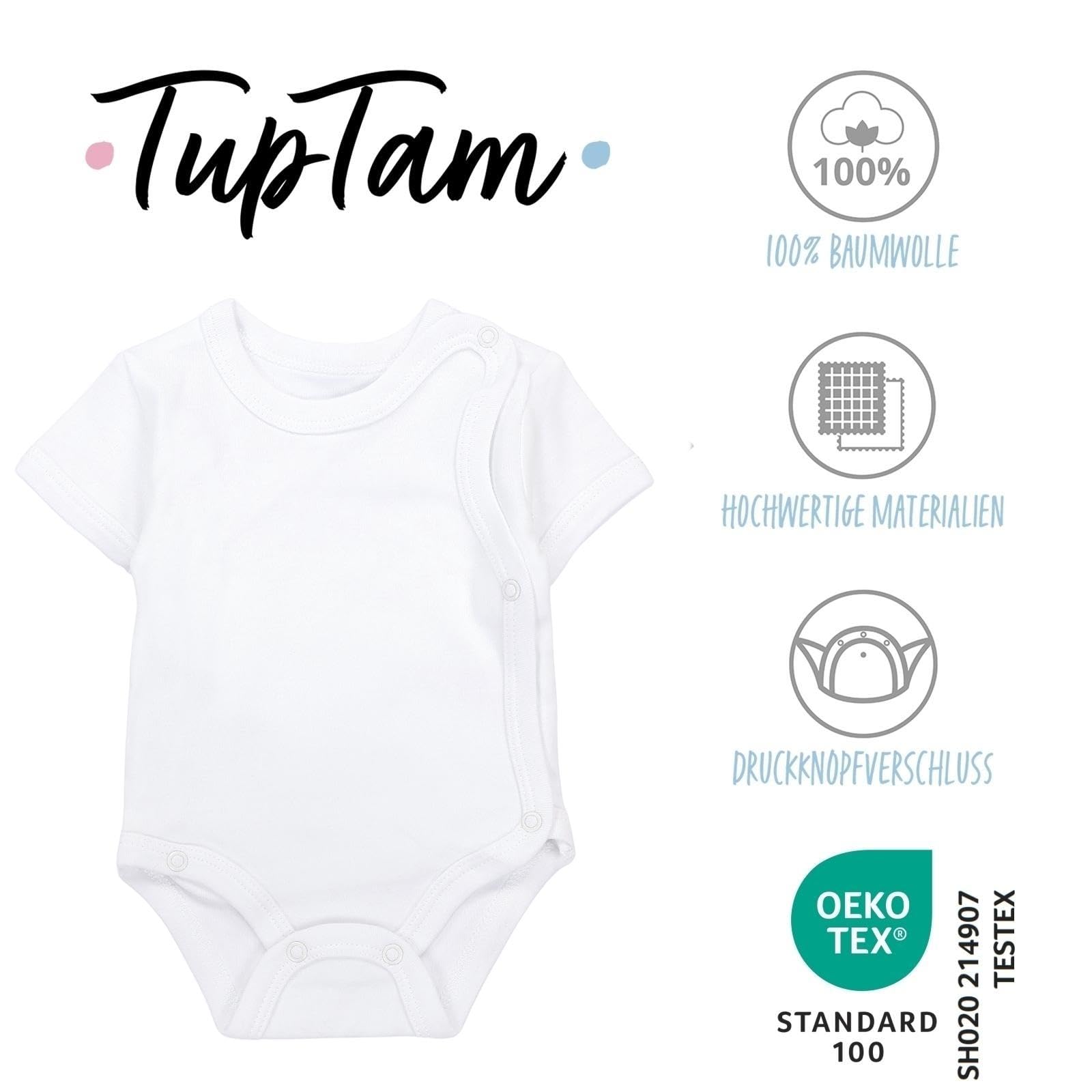 TupTam Body Neonato Manica Corta 5 Pezzi – Body Bambino in Cotone con Chiusura Wrap