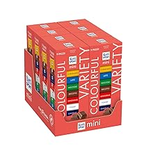 Ritter Sport Mini Tower 150g Colourful Variety, Mix Cioccolatini, 7 Gusti, Cioccolato al Latte, Nocciole, Fiocchi di Mais, Cornflakes, Gianduia, Ripieno allo Yogurt e Biscotto, 8 Mini Tower da 9 Pezzi