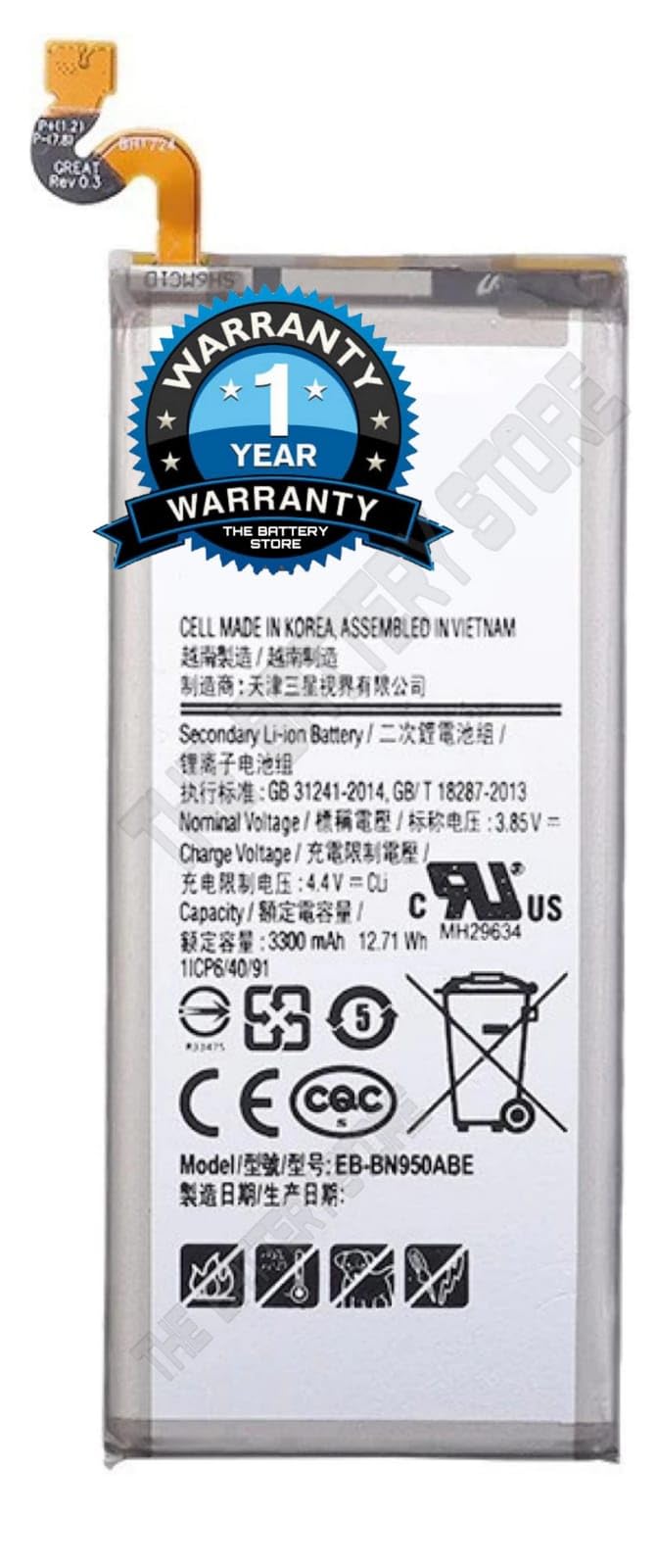 THE BATTERY STORE® Original [EB-BN950ABE] Battery for Samsung Galaxy Note 8 SM-N9500 SM-N950U, SM-N950F Battery with 1 Year Warranty****(Q127)-image-7