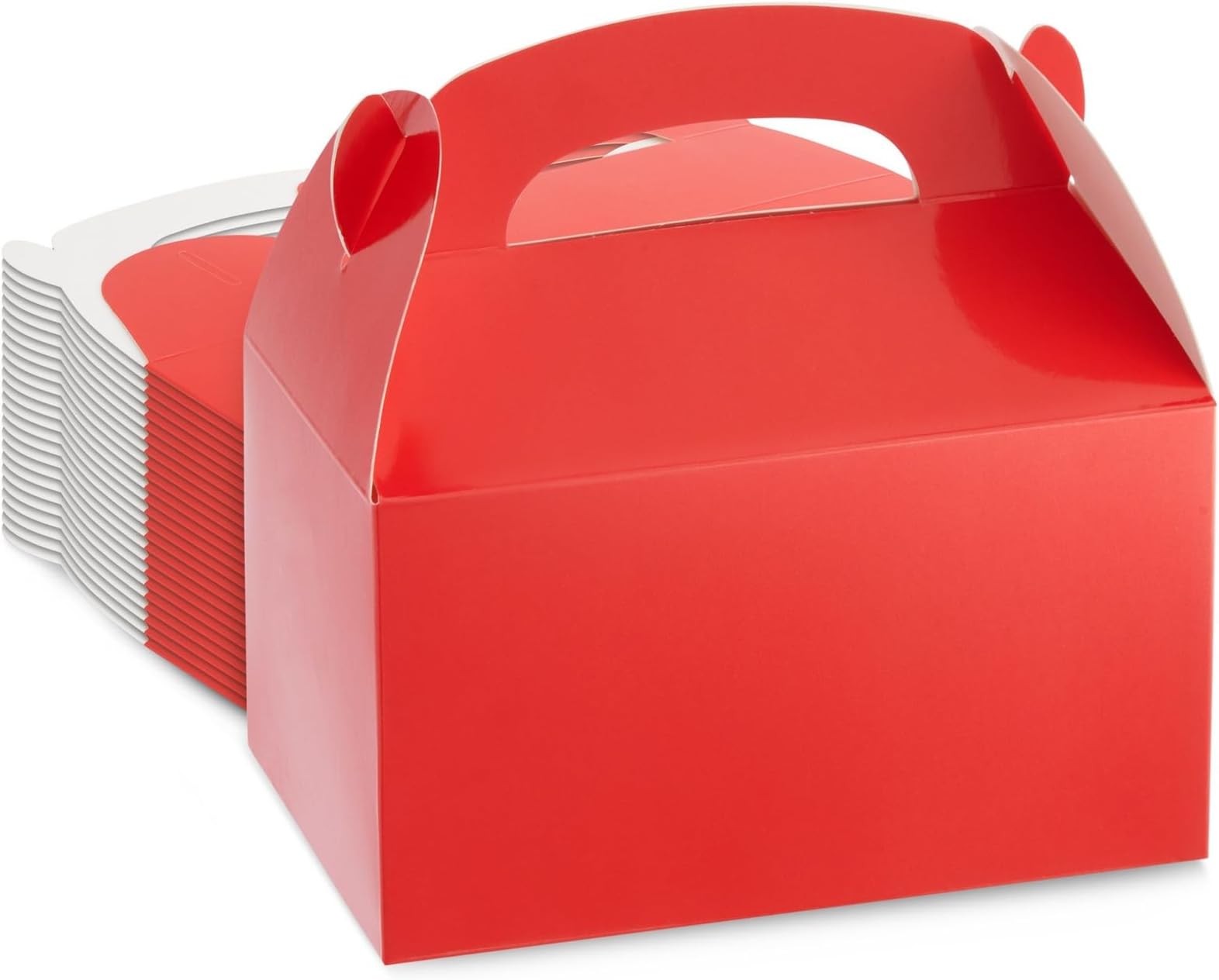 24 Pack Paper Treat Gift Boxes, Bright Red Gable Party Favour Box - 15 x 9 x 9 cm