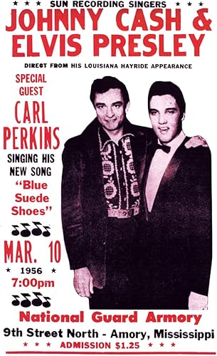 Johnny Cash w Elvis Presley - Póster de concierto vintage, Mississippi