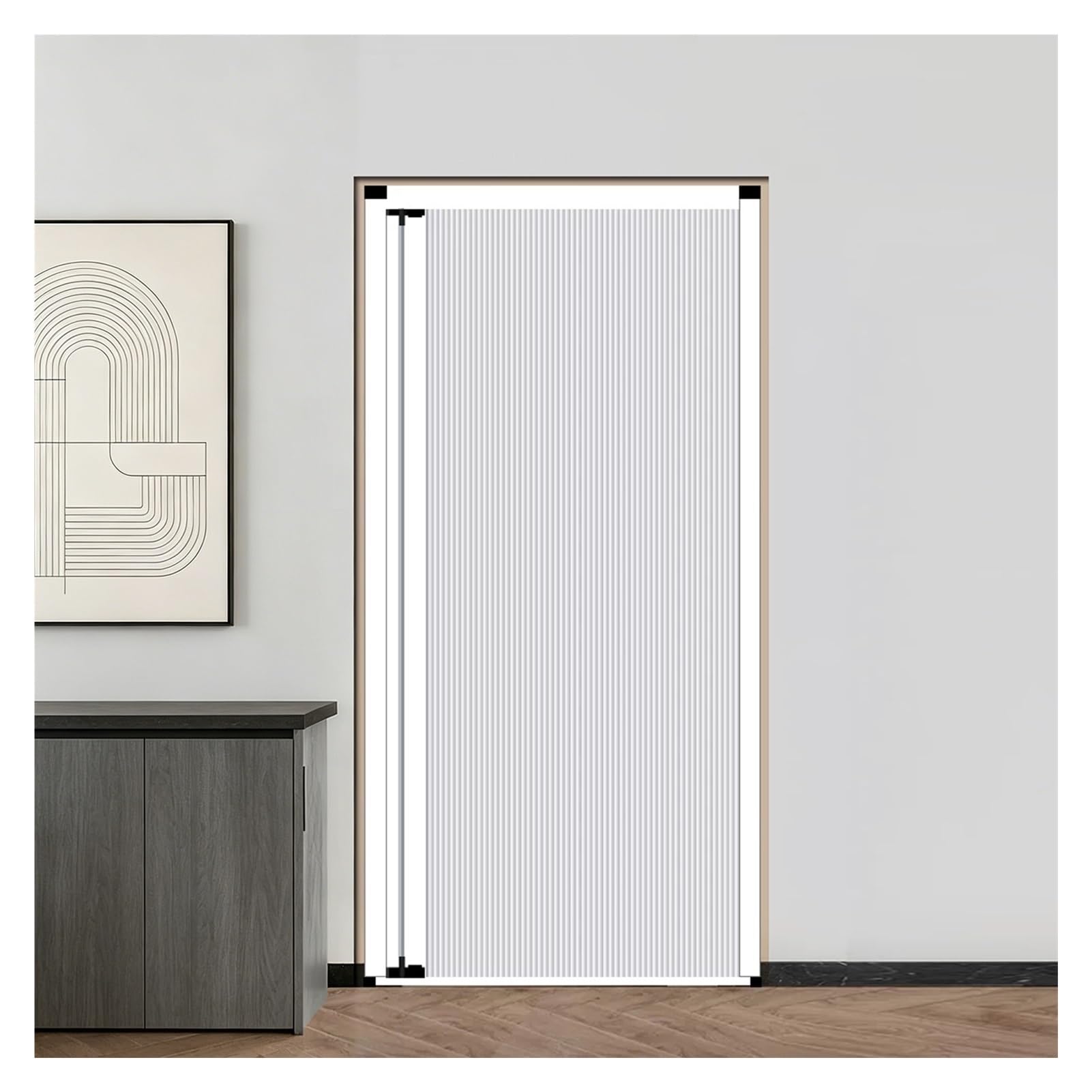 Kphymod White No Drilling Invisible Folding Accordion Door, Privacy Sliding Room Separator, Honeycomb Cloth Divider For Closet & Storage Room(,80X210cm)