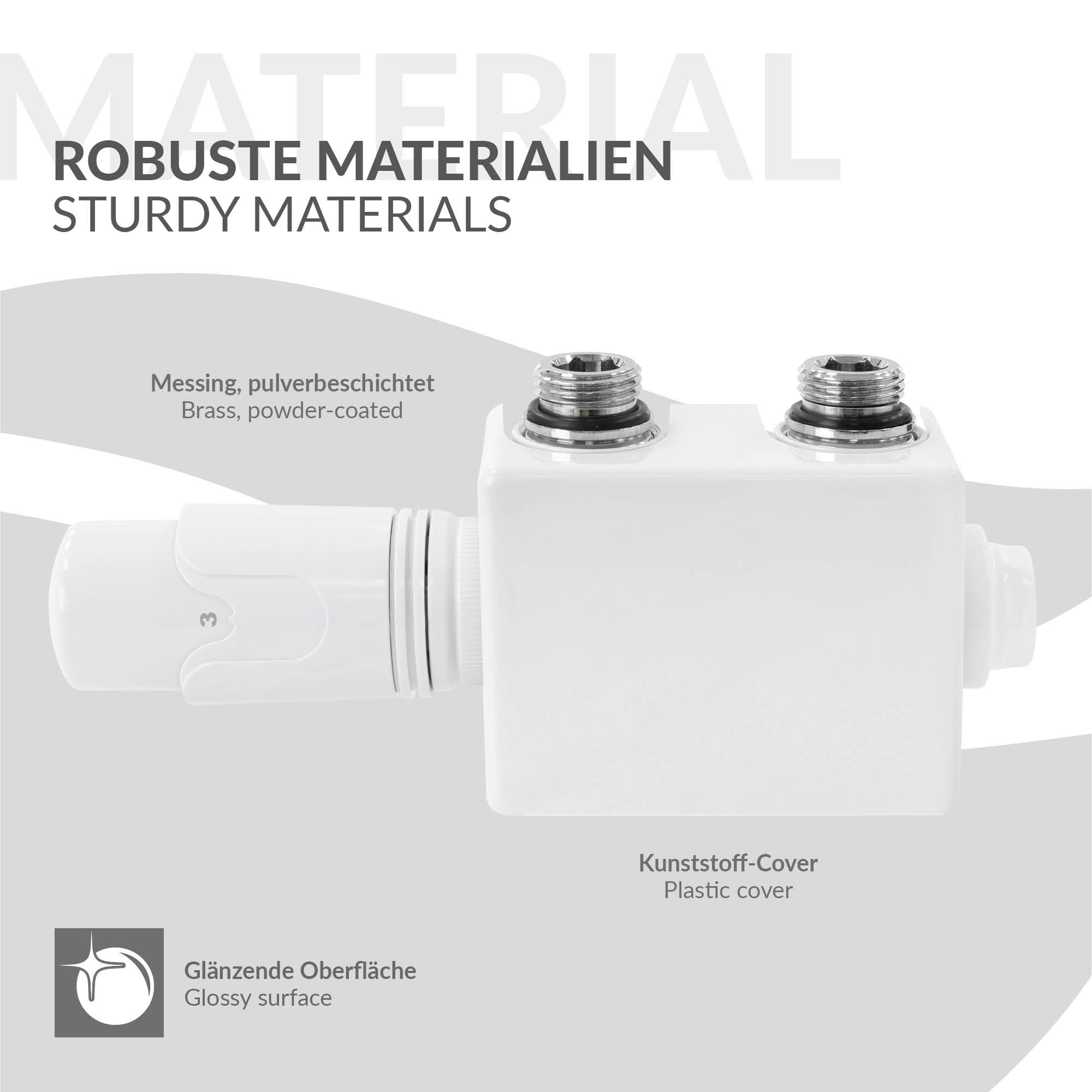 LuxeBath Juego de Grifería Multibloque Blanco Incluye Cabezal Termostático para Radiadores de Baño con Conexión Central Universal Cabezado Termostatico Adecuado para Tuberías de Suelo o Pared