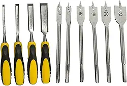 Jogo Formão Para Madeira e Broca Chata Entalhar Madeira 10 Peças