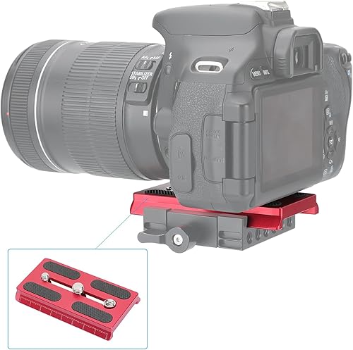Miniatura 4 de CAMVATE Placa de liberación rápida para cámara con roscas de 14" y 38" compatible con trípode 577501504 (rojo) - 2886