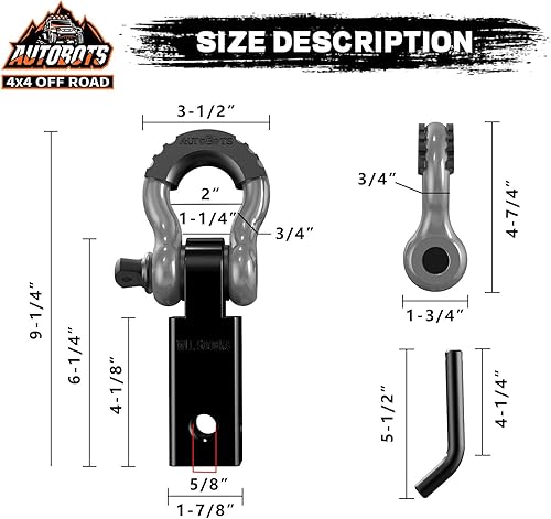 Miniatura 32 de AUTOBOTS - Receptor de enganche de remolque de 2 pulgadas, 35.000 libras de resistencia a la rotura, receptor de alta resistencia con tornillo