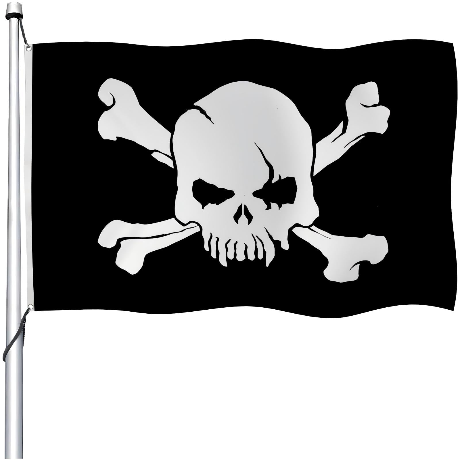 Aoihrraan Flaga piracka 1,8 x 3 m dwustronna Jolly Roger przerażająca czaszka kość skrzyżowane flagi szkielet baner na uroczystości na świeżym powietrzu do domu ogrodu ganku dekoracja flagi z 2