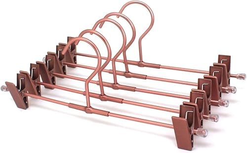 Miniatura 8 de Perchas para pantalones de 11.8 pulgadas que ahorran espacio, color oro rosa, para faldas, paquete de 20 clips ajustables para jeans, pantalones,