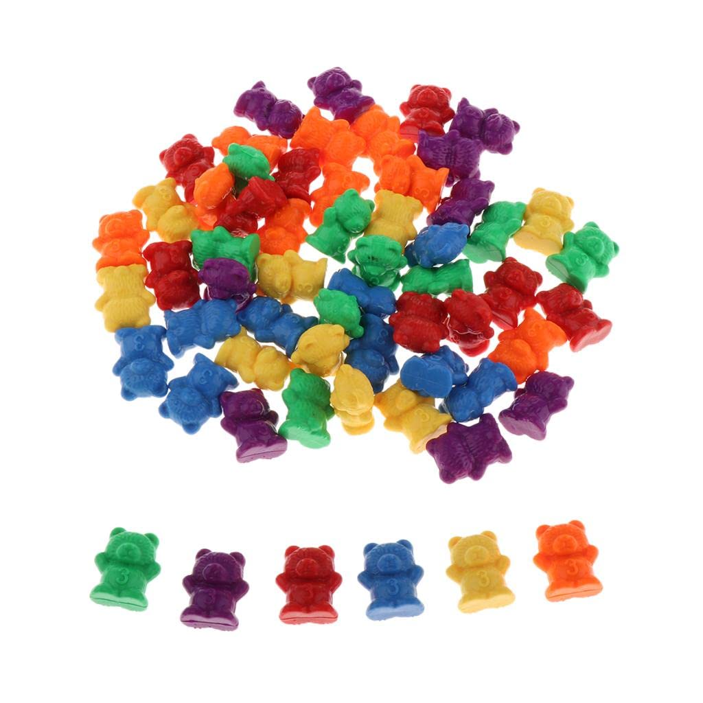 60pcs Counters Counting Bear Plastic Markers Mixed Colors for Sort Game