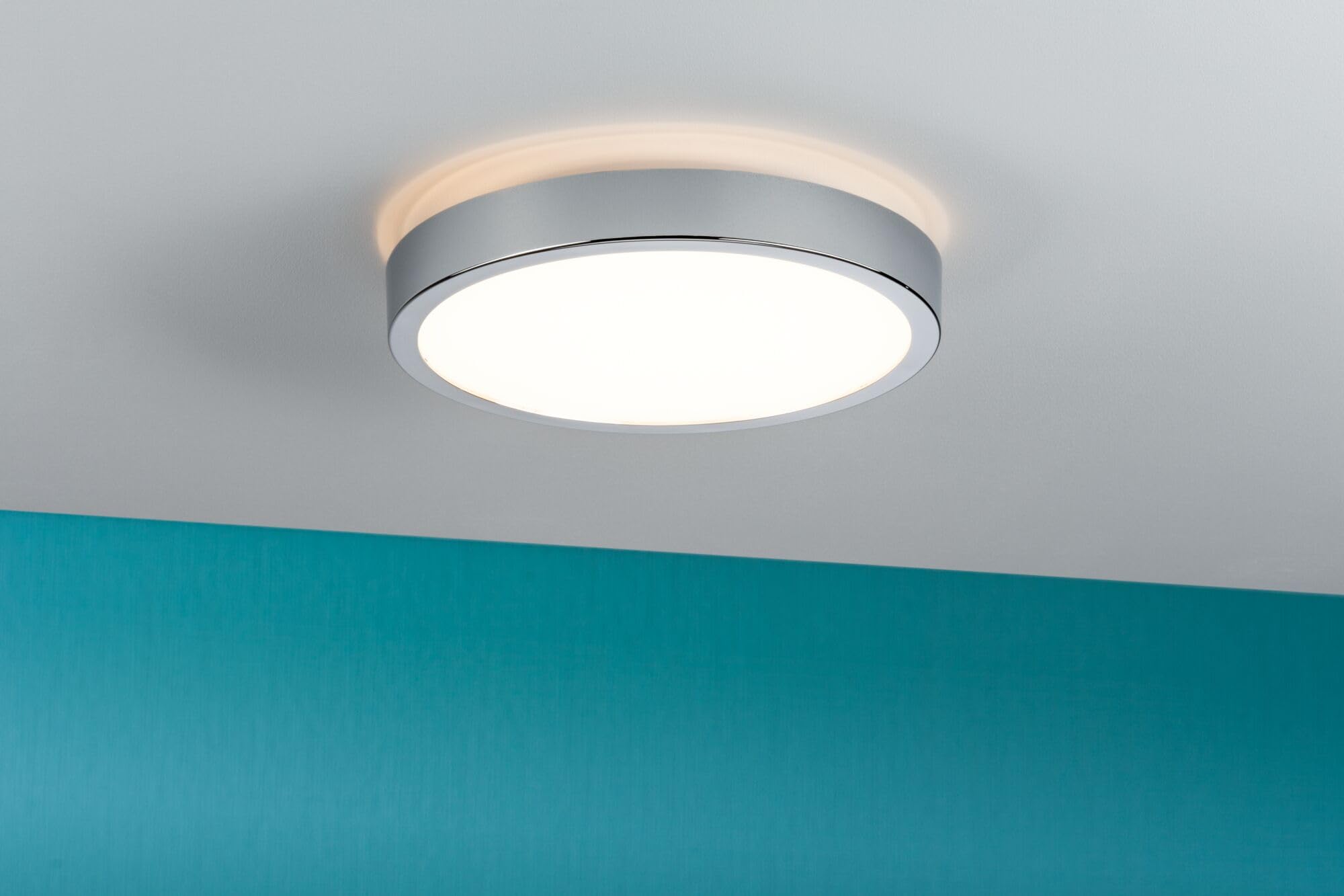Paulmann 70882 Deckenleuchte LED Panel Aviar Deckenlampe flach Deckenlicht IP44 spritzwassergeschützt 20W Badezimmerlampe Chrom inklusive Leuchtmittel
