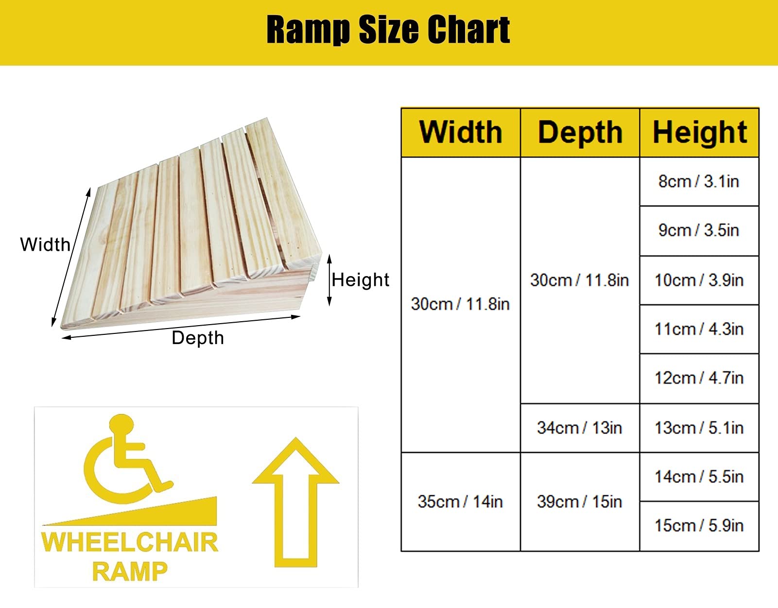 Rampe De Seuil En Bois Pour Fauteuil Roulant Et Véhicules - Support 1 Tonne, Hauteurs 8-15 Cm, Antidérapante
