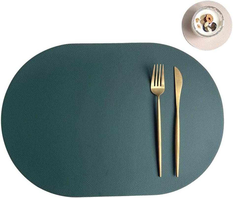 Placemat Coaster Set Oval Plate Mat Pu Western Placemat Restaurant Home Dining Table Mat(D)