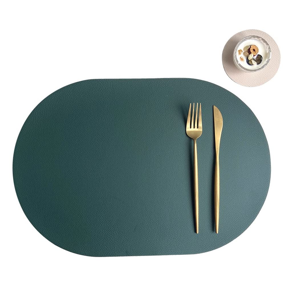 IANSHFKN Placemat Coaster Set Oval Plate Mat Pu Western Restaurant Home Dining Table