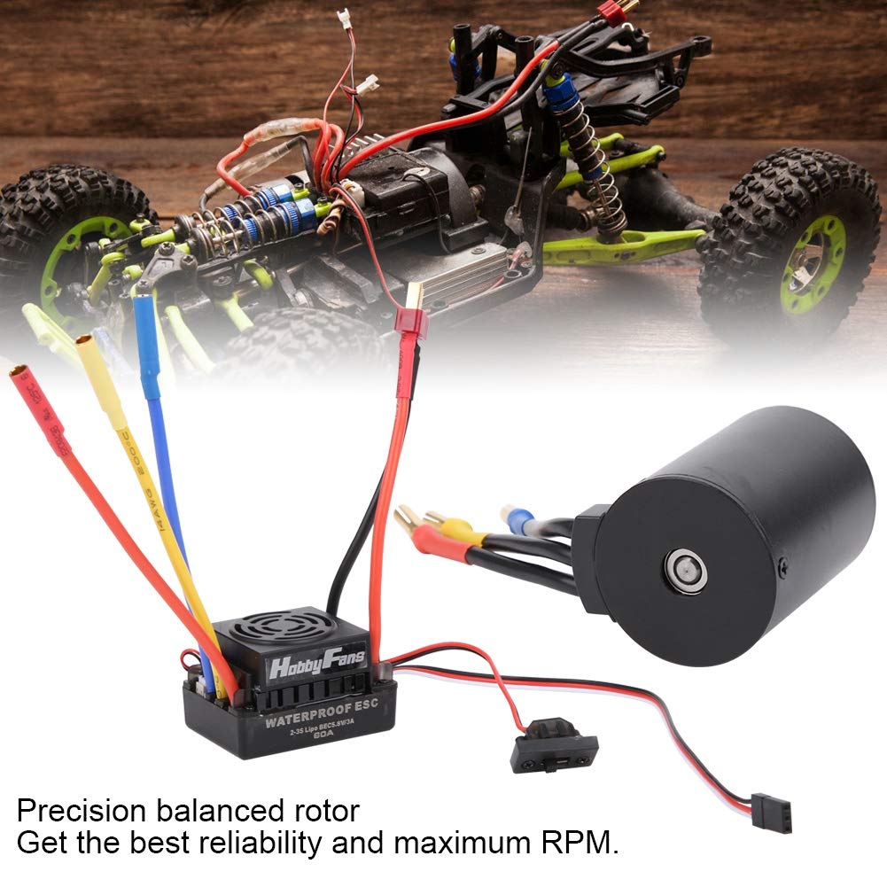 Silnik bezszczotkowy 3100KV z ESK 60A wodoodporny, ze stopu aluminium dla samochodów RC 1/10