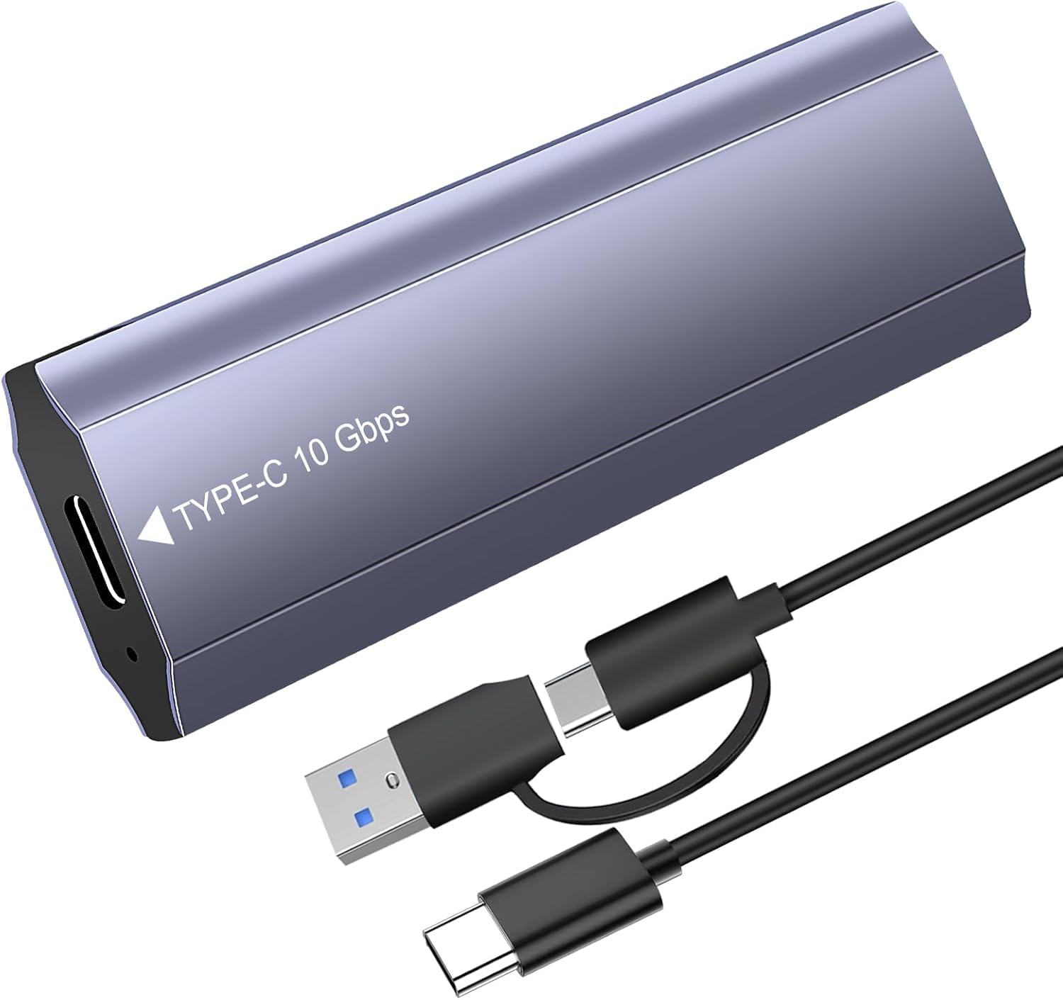 M.2 NVMe SSD Gehäuse(NVMe & SATA) 10 Gbps USB3.2/ USB3.1 Gen2 m2 SSD Gehäuse with 2-in-1 Cable Werkzeuglos, USB Adapter für PCIe M-Key/M+B Key in 2280/2242/2230/2260, Aluminium Grey Enclosure