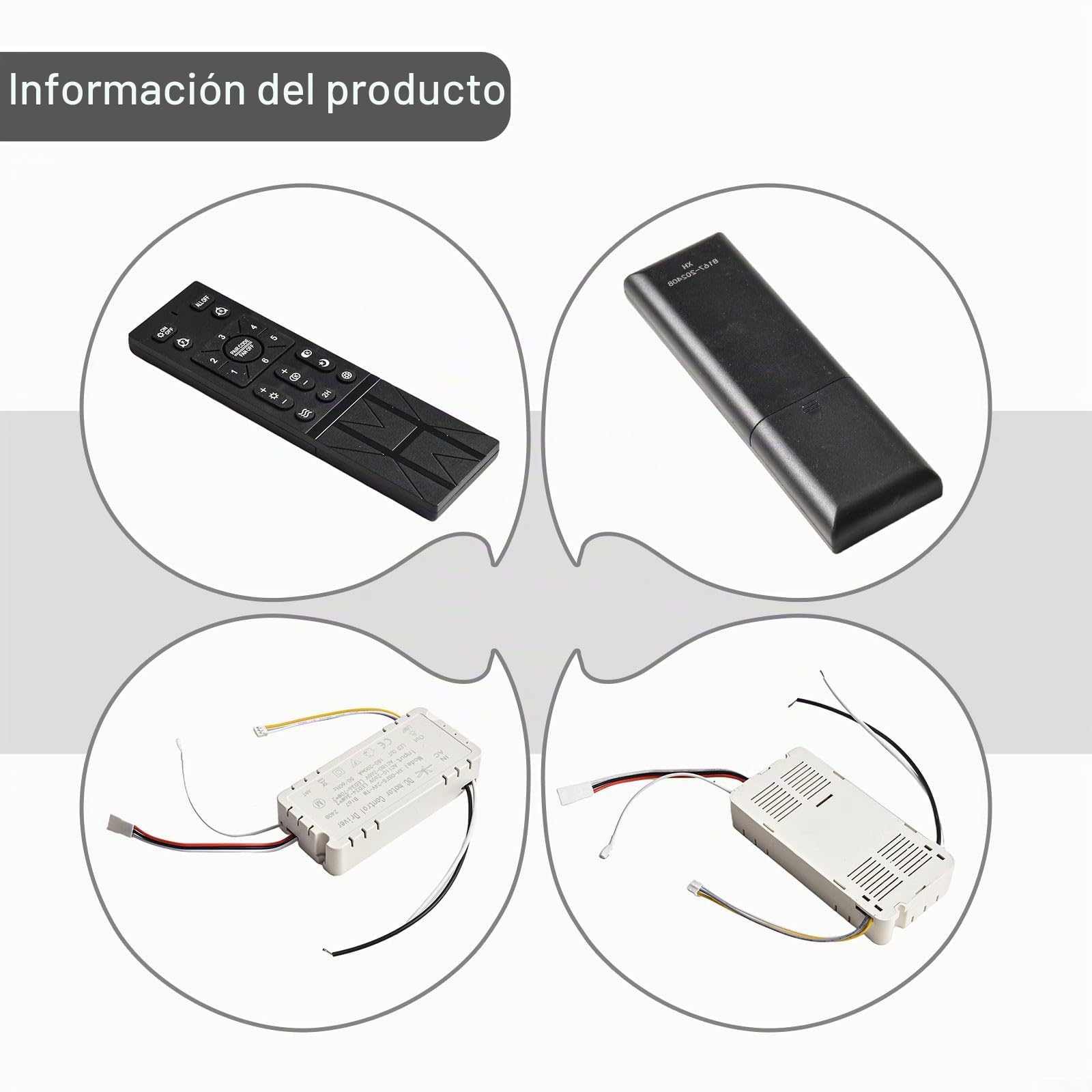 DAZZLEEX Mando a distancia para ventilador de techo, con 6 ajustes diferentes de velocidad del ventilador, monitoreo de batería para sala de estar, para hotel ligero, cómodo reinicio