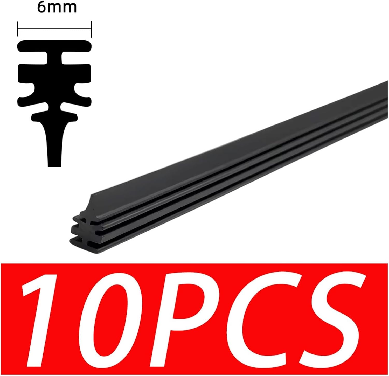 10PCS Car Wiper Rubber Filling Strip 6mm 14"16"17"18"19"20"21"22"24"26"28"30" DIY(17inch)