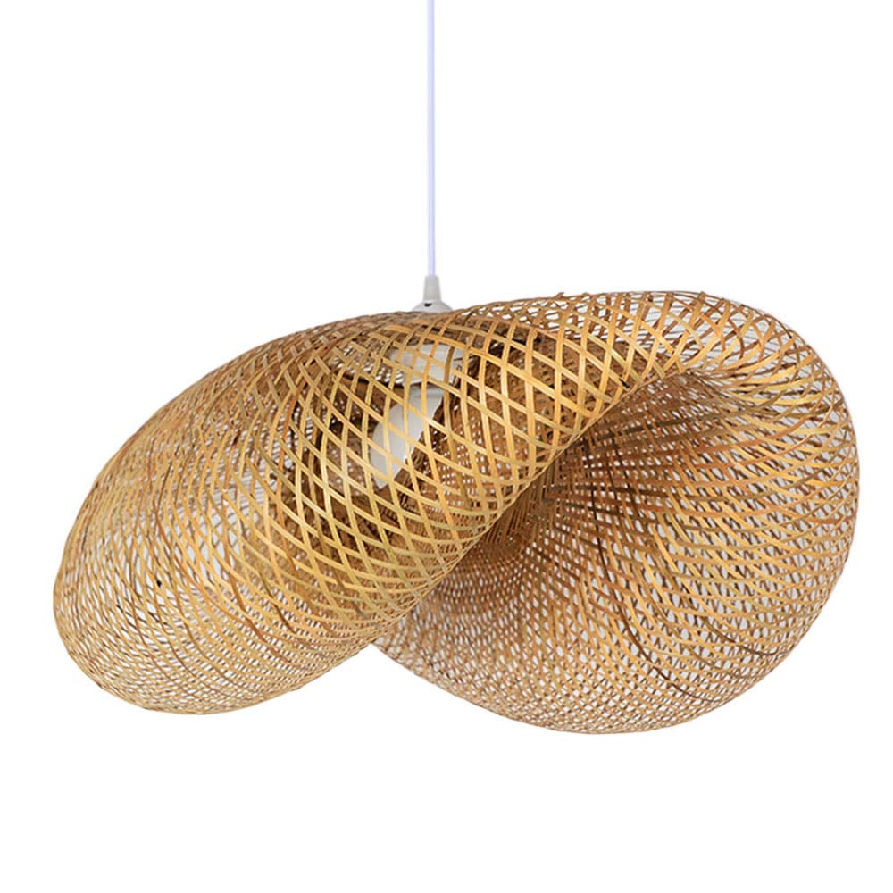 SXECAEPS Modern creative chandelier Southeast Asian Braided Country Wicker Rattan Hanging Pendant Light V-intage E27 Lampshade Suspended Lighting Fixtures Pastoral Dining Room Living