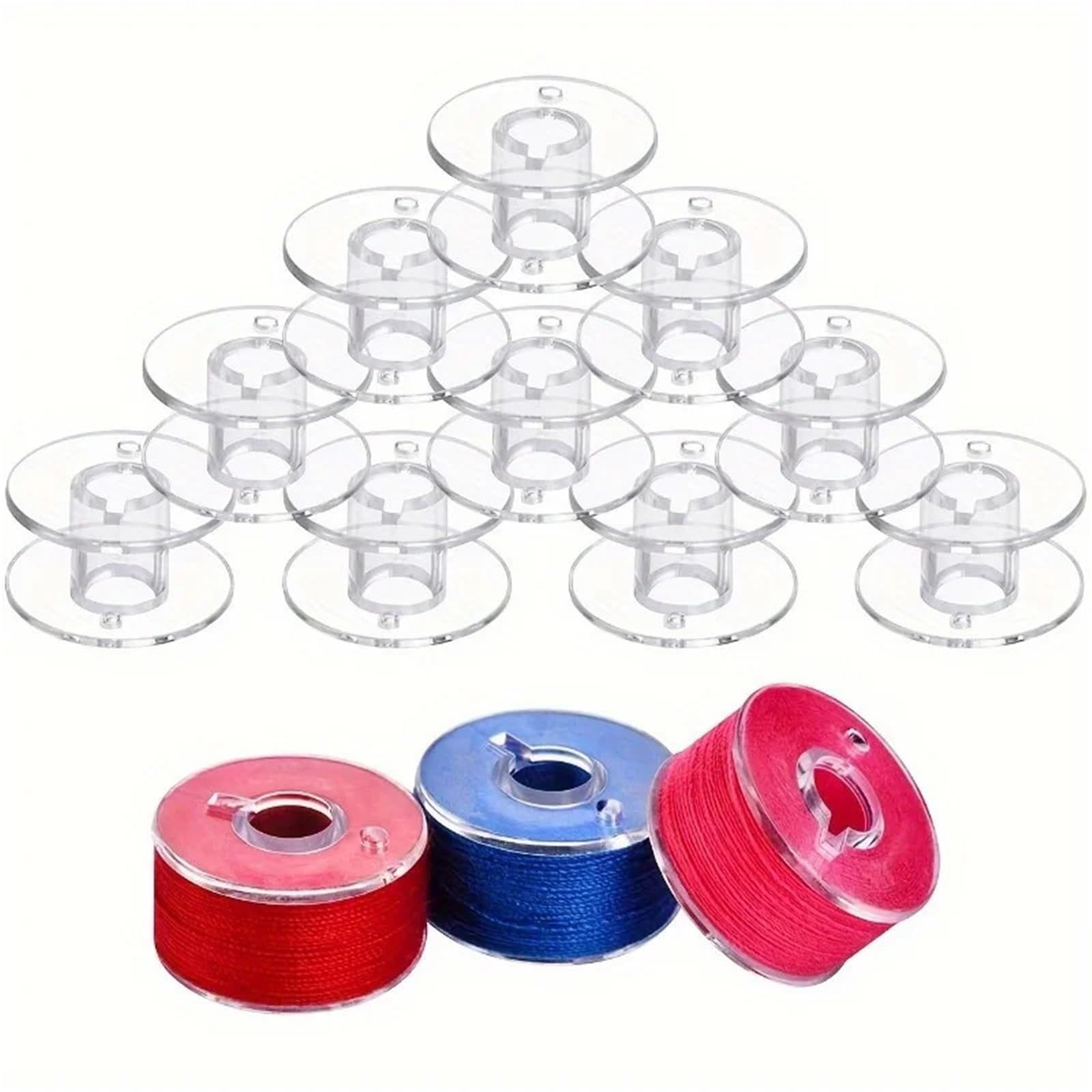 Bobinas de plástico para hilo de bordar, Bobinas de hilo 500 Uds carrete transparente máquina coser bobina plástico for el hogar
