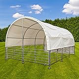 Unterstand Weidezelt Weideunterstand Pferd Stall Zelt Gatter + Plane 4x6 m mobil