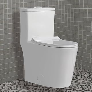 Wonchael WK0891 Small One Piece Toilet Dual Flush 1.1/1.6 GPF Soft Closing Seat,White Suitable for Compact Bathrooms 12