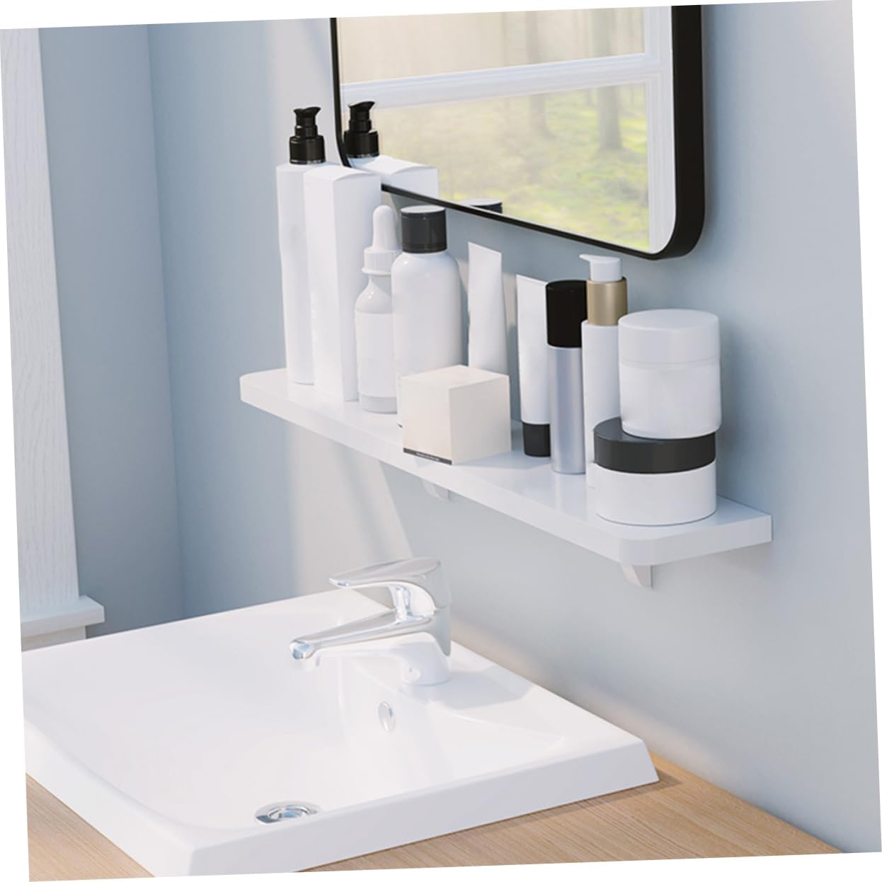 STOBAZA 1Set Bathroom Shelf Organizer Wall Mounted Floating Storage for Bathroom Kitchen and Living Room and Easy Installation Holds Up