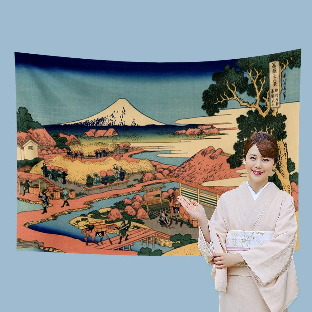 YONGFOTO 150x100cm Ukiyo-e Tapestry Mount Fuji 36 Views Room Wall Hanging Katakura Tea Plantation in The Suruga Province Landscape Wall Art Japanese Traditional Painting Toyo Style Tapestries - Image 4