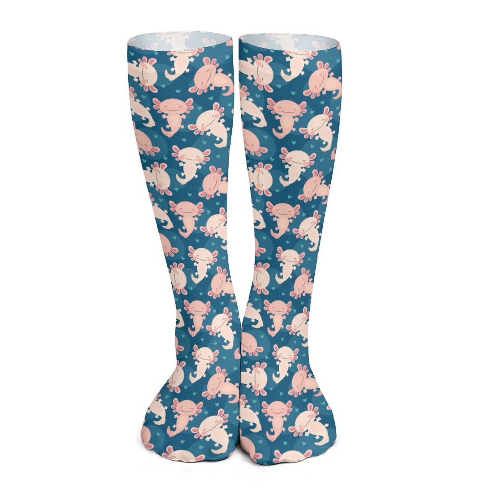 Anceky Unisex As Pic Cute Axolotl Kawaii Pattern Socks Sport Socks For Women Men Breathable Long Socks For Running Athletic Travel