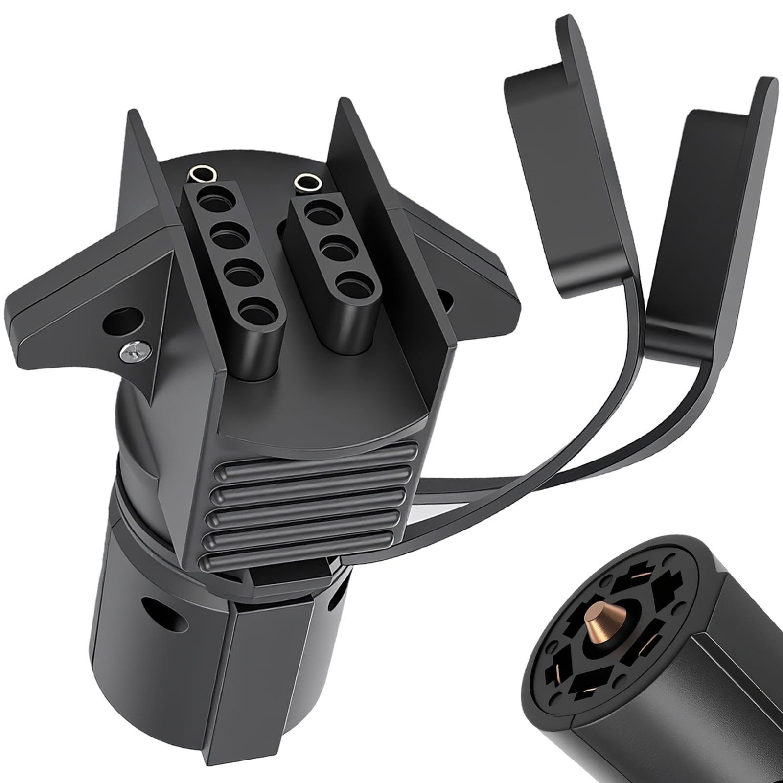 Adapter do przyczepy 7-kierunkowy okrągły na 4-pinowy i 5-pinowy płaski adapter światła przyczepy, adapter wtyczki przyczepy 2 w 1