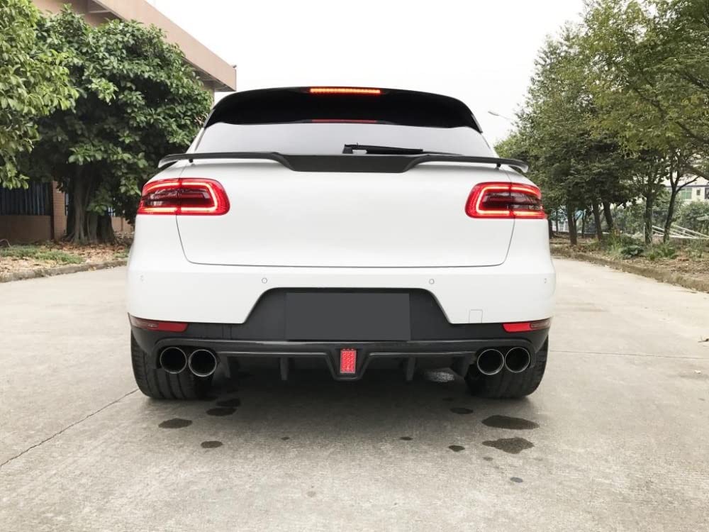 Samochód Dyfuzor Tylnego Zderzaka Z Włókna Węglowego Spoiler Deflektor Wargowy Splitter Body Kit Akcesoria Samochodowe Do Stylizacji Dla Porsche Dla Macan 2014-2020(Without light)
