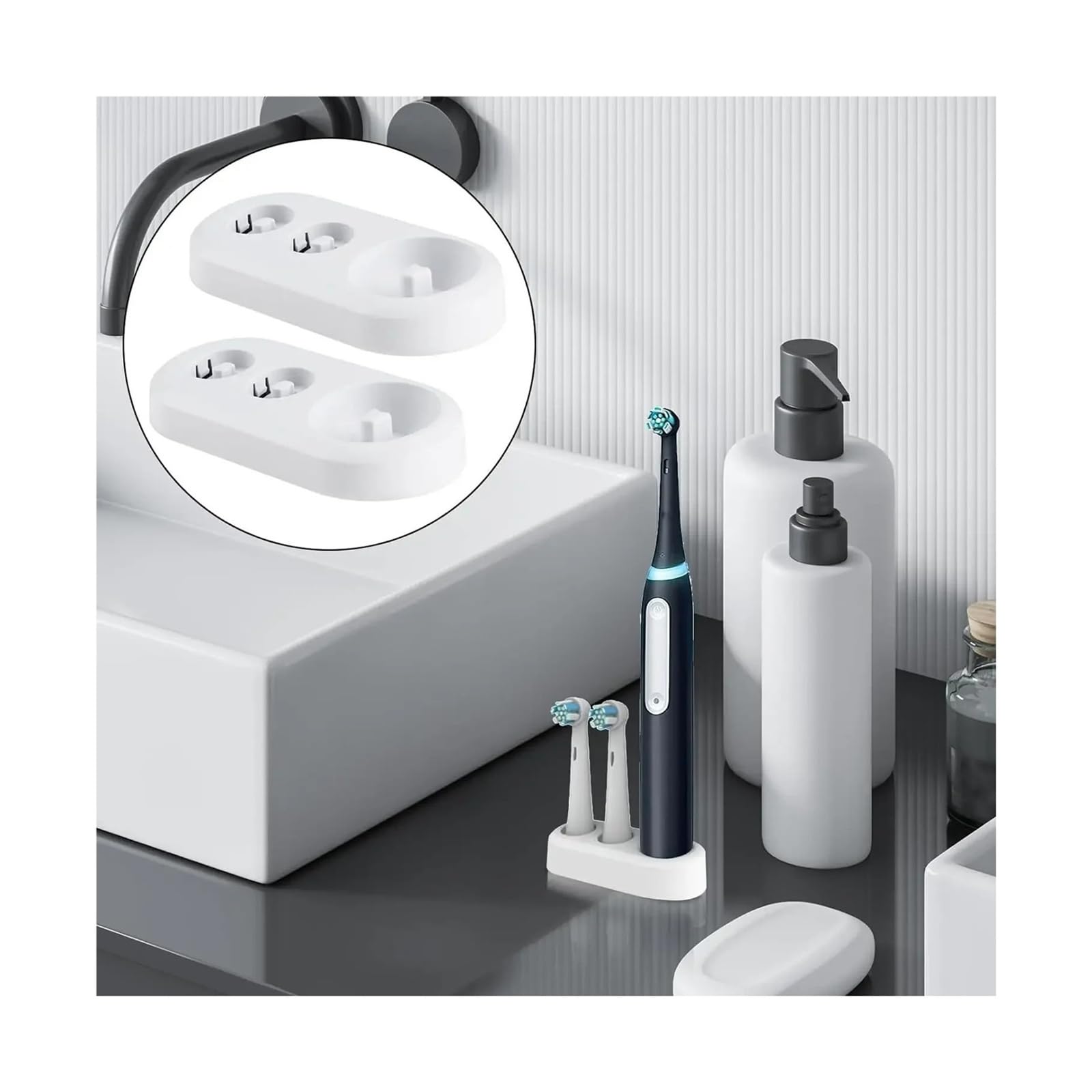 1 szt. Kompatybilna podstawa stojaka na szczoteczkę do zębów Oral-B, wielofunkcyjny elektryczny organizer łazienkowy(1White 1Black)