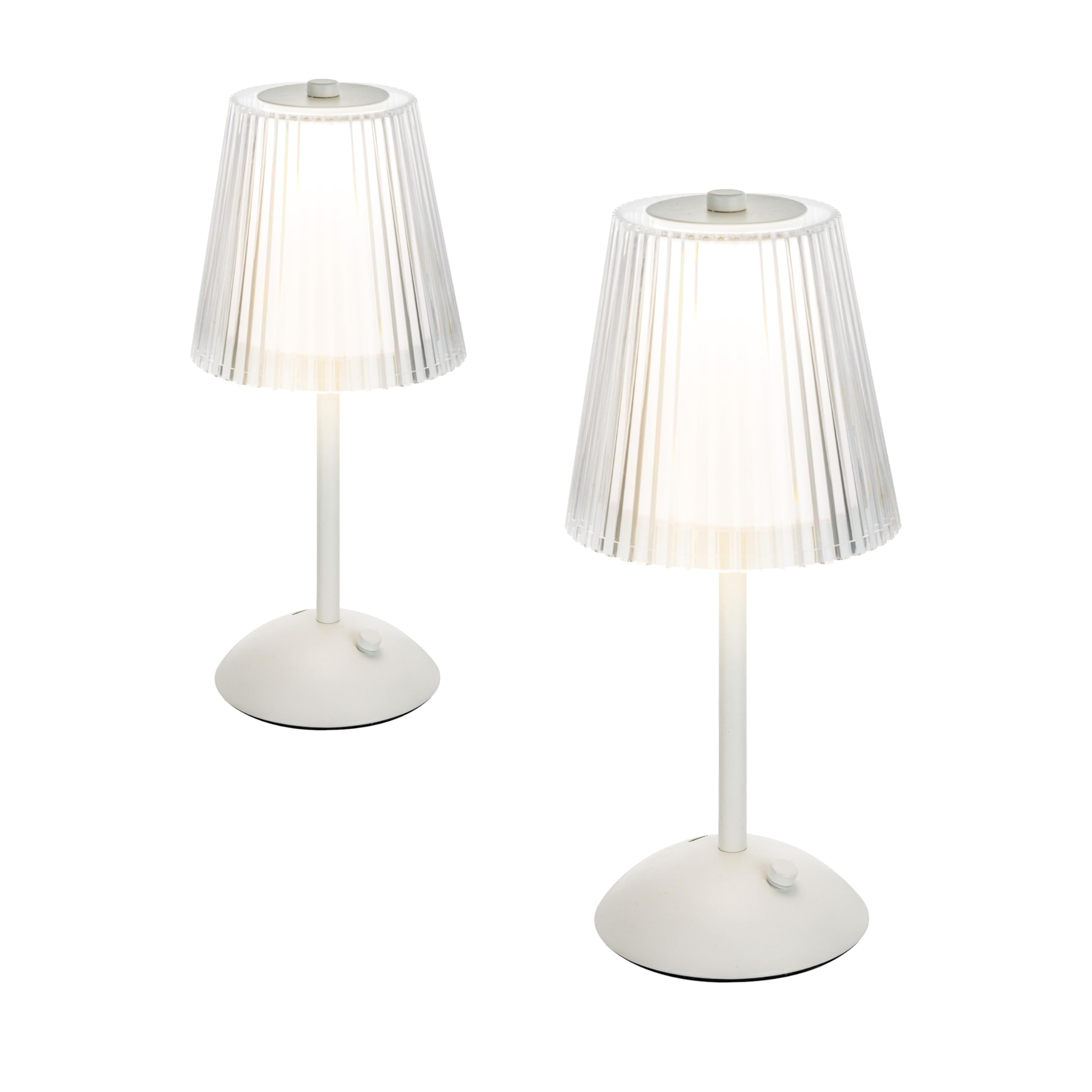 Baroni Home Coppia di Lampade Touch LED Wireless Ricaricabili 3 Modalità di Luce, Lampade in Plexiglass da Comodino per Interno e Esterno, Luci Variabili e Cavo Incluso,12x12x29cm, Bianca 2 Pezzi