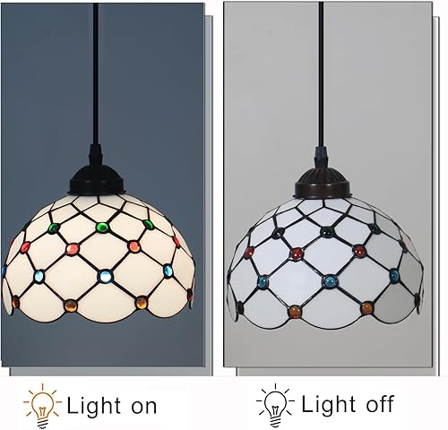 Miniatura 7 de Lámpara colgante Tiffany de vidrieras colgantes de 8 pulgadas, accesorios de iluminación colgantes para cocina, isla, bar, pasillo
